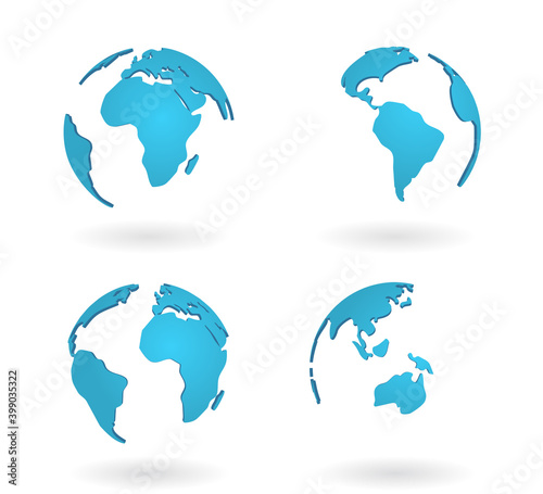 Planet globe world vector earth map. Modern vector concept blue continent of future.