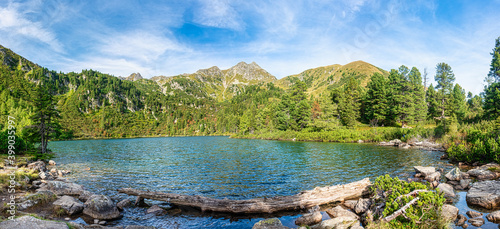 lake scheibelsee, near mountain great boesenstein in styria, rottenmanner tauern, austria photo