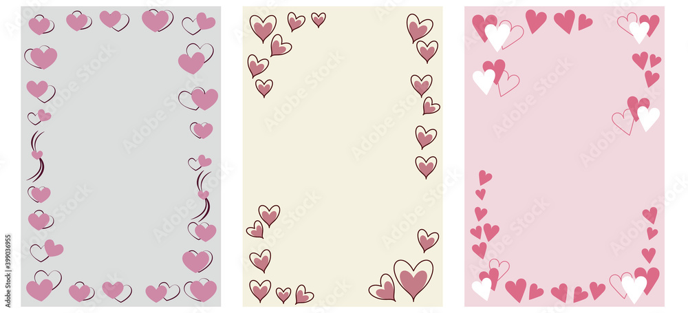 Valentine's day concept heart symbol decoration illustration. Valentine decoration for cards, frames, design, and background. vector illustration. バレンタインイラスト、ハートフレームイラスト、ハートアイコン