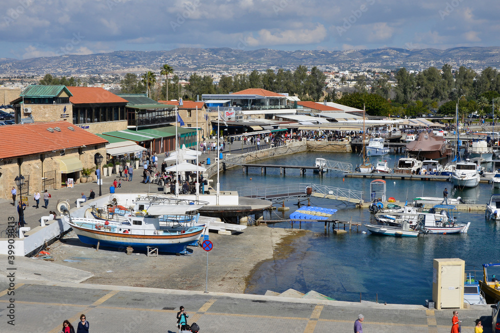 PAPHOS, SOUTHERN CYPRUS, JULY   the harbor on a busy summer day