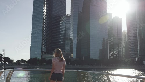 Woman Enjoying View of downtown Singapore