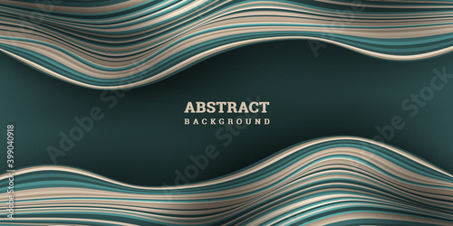 Wavy striped background 3D. Vector illustration warped stripes. Festive banner realistic style. Backdrop with flow lines. Colorful texture. Elegant decoration. Design poster, flyer, wallpaper.