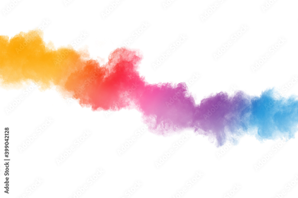Colorful smoke or fog color isolated on isolated white background. Abstract  multicolor powder explosion with particles. Colorful dust cloud explode,  paint holi, mist smog effect.Â Stock Photo | Adobe Stock