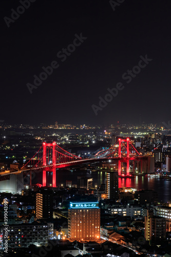 高塔山公園から見た北九州市内の夜景（新日本三大夜景） 福岡県 Kitakyusyu city Night view seen from Takatoyama Park