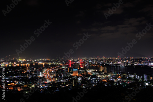 高塔山公園から見た北九州市内の夜景（新日本三大夜景） 福岡県 Kitakyusyu city Night view seen from Takatoyama Park