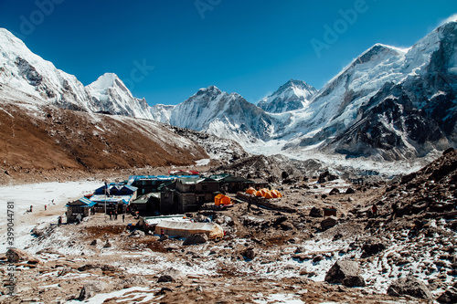 View of Mount Pumori seen from Gorak Shep, Everest Base Camp trek, Nepal photo
