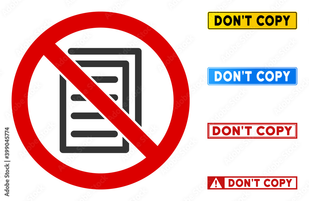 No Page Copy sign with messages in rectangular frames. Illustration style is a flat iconic symbol inside red crossed circle on a white background. Simple No Page Copy vector sign, designed for rules, No Page Copy sign with messages in rectangular frames. Illustration style is a flat iconic symbol inside red crossed circle on a white background. Simple No Page Copy vector sign, designed for rules,