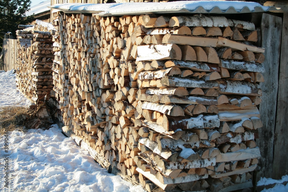 birch wood firebox in winter. winter in rissian village birch wood firebox in winter. winter in rissian village