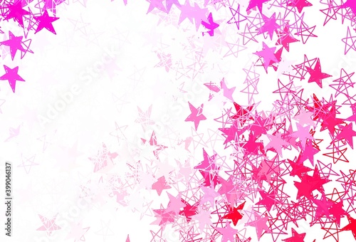 Light Purple  Pink vector backdrop with small and big stars.