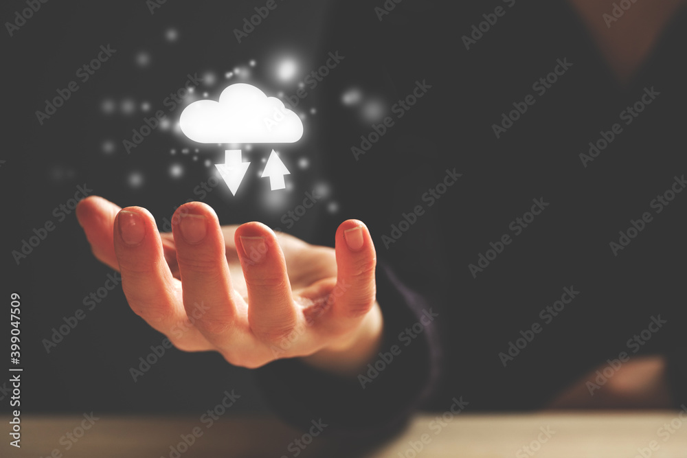 The concept of modern cloud technology in the global network The concept of modern cloud technology in the global network