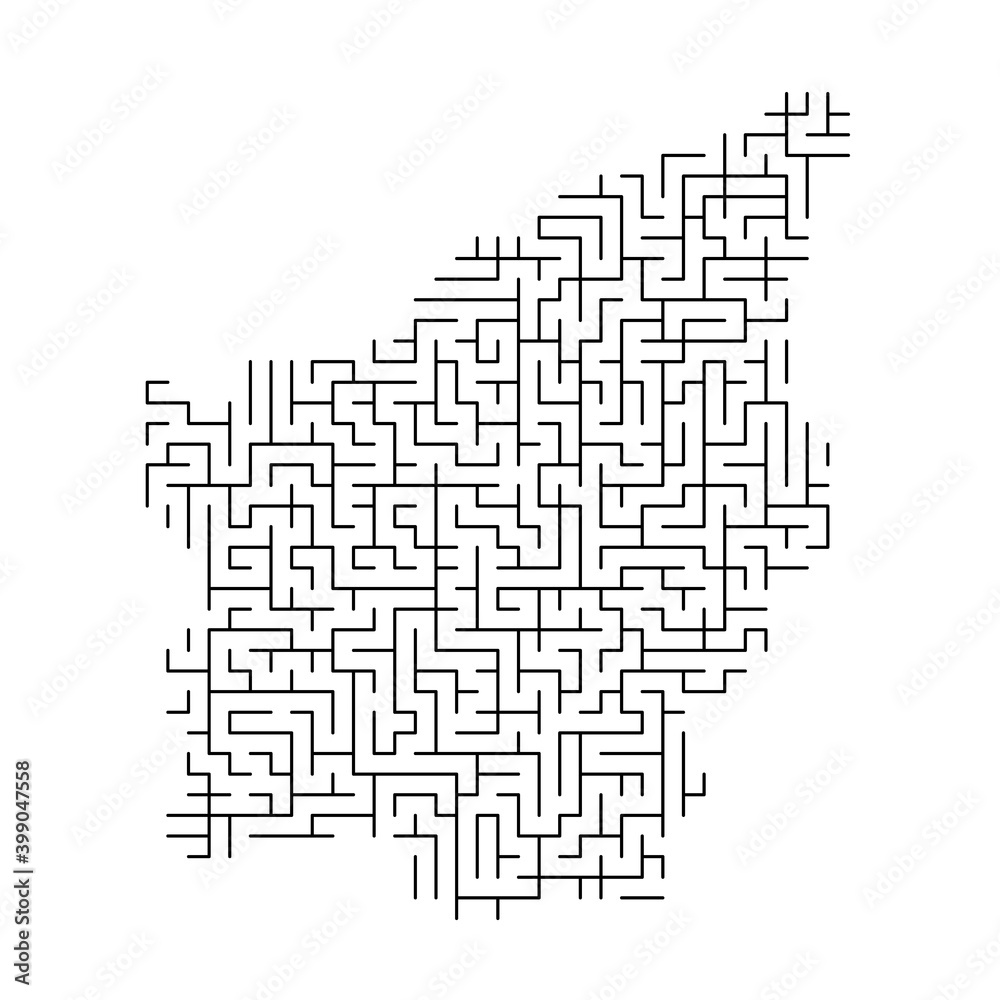 San Marino map from black pattern of the maze grid. Vector illustration.