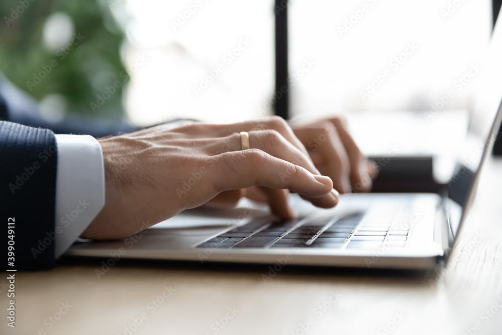 Close up businessman using laptop, hands typing on keyboard, employee accountant writing email or financial report, using computer apps, browsing, manager consulting customer online, chatting Close up businessman using laptop, hands typing on keyboard, employee accountant writing email or financial report, using computer apps, browsing, manager consulting customer online, chatting