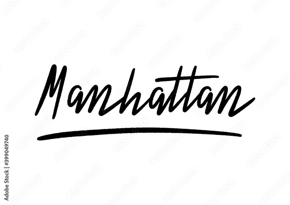 Manhattan hand lettering on white background