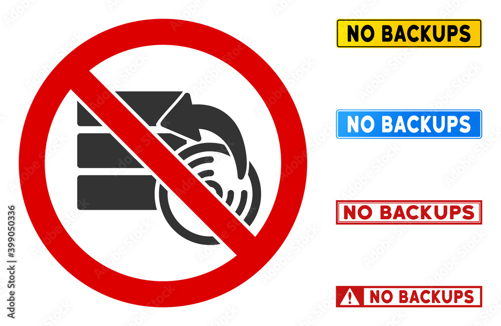 No Data Recovery sign with captions in rectangle frames. Illustration style is a flat iconic symbol inside red crossed circle on a white background. Simple No Data Recovery vector sign, No Data Recovery sign with captions in rectangle frames. Illustration style is a flat iconic symbol inside red crossed circle on a white background. Simple No Data Recovery vector sign,