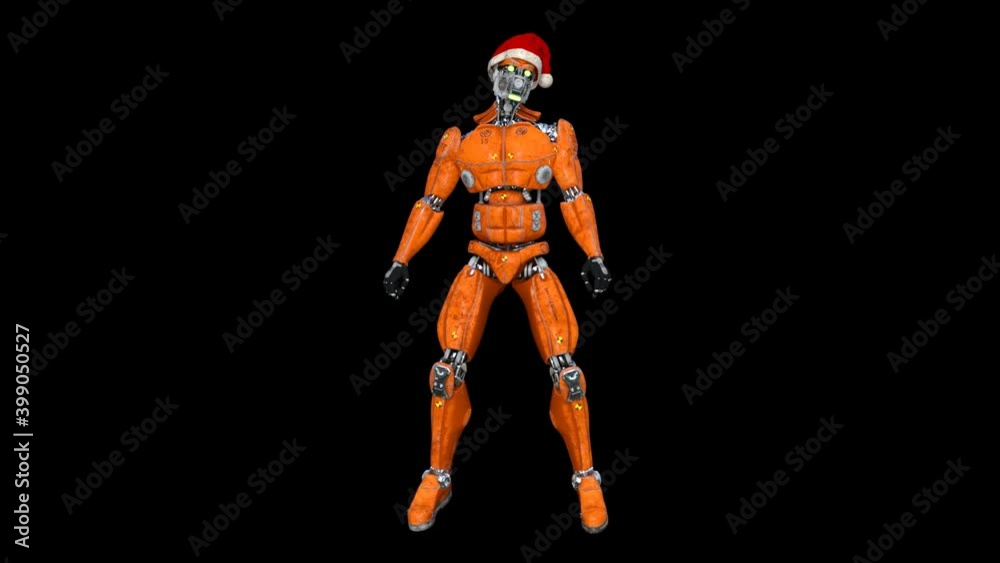 3D robot dances in santa hat, animation, transparent background 3D robot dances in santa hat, animation, transparent background