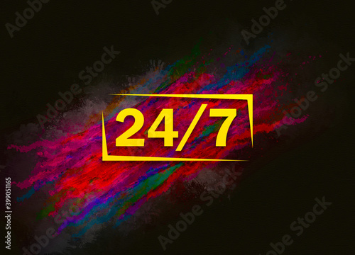 24/7 icon colorful paint abstract background brush strokes illustration design