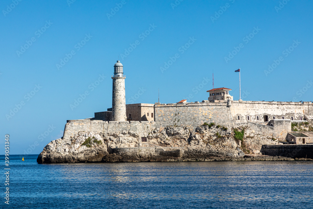 The famous fortress and lighthouse of El Morro in the entrance of Havana bay, Cuba