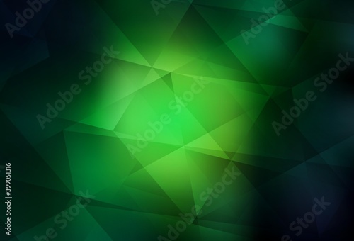 Dark Green vector polygon abstract background.