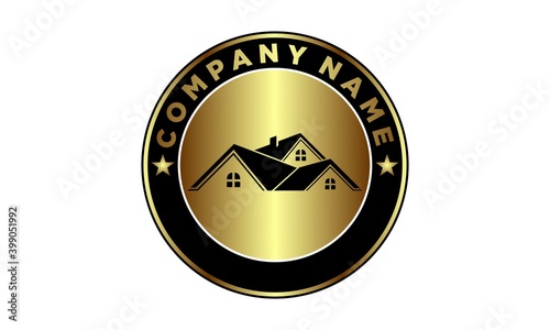 Luxury gold real estate illustration vector logo