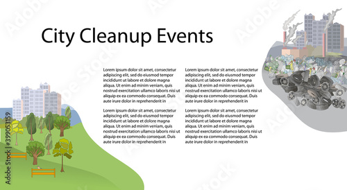Environmental disaster of plastic debris in the city. The problem of cleaning and separation of garbage.