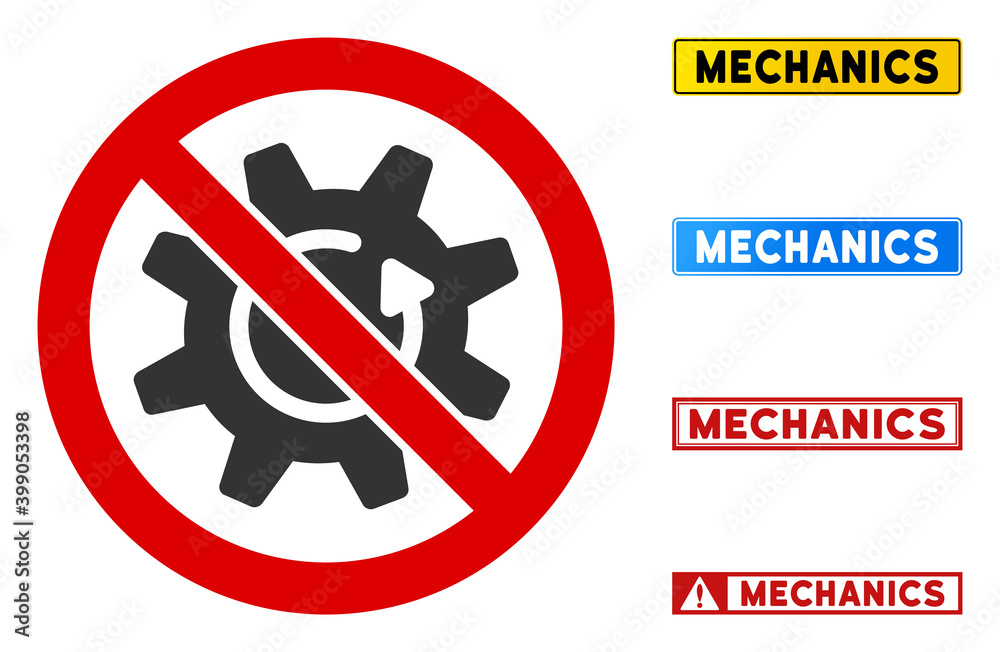 No Rotate Gear sign with texts in rectangle frames. Illustration style is a flat iconic symbol inside red crossed circle on a white background. Simple No Rotate Gear vector sign, designed for rules, No Rotate Gear sign with texts in rectangle frames. Illustration style is a flat iconic symbol inside red crossed circle on a white background. Simple No Rotate Gear vector sign, designed for rules,