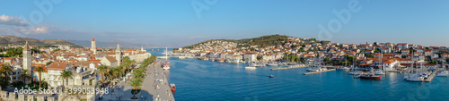 Panoramic view of Trogir old town, Adriatic Sea, and Trogir Harbor
