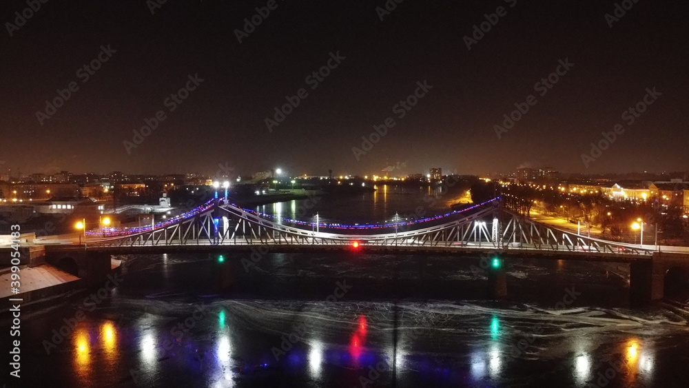Night photo of bridge in Tver
