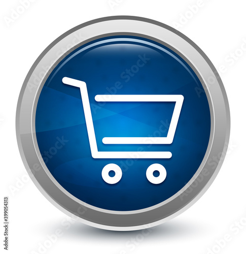 Shopping cart icon starburst shiny blue round button illustration design concept