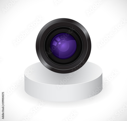camera lens on stand