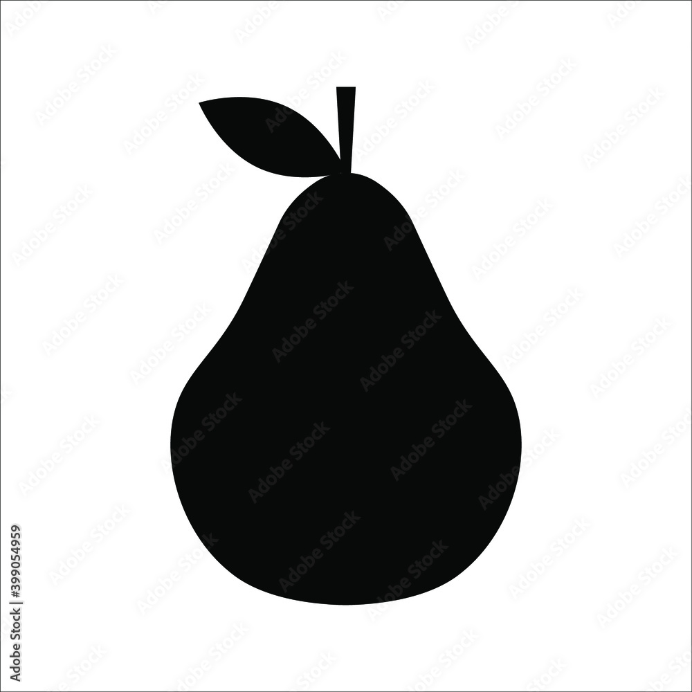 Pear icon on white background. color editable Pear icon on white background. color editable