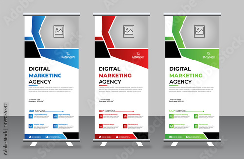 Business rollup banner template design, modern x banner design, stand template, and flag-banner advertising. Vector illustration