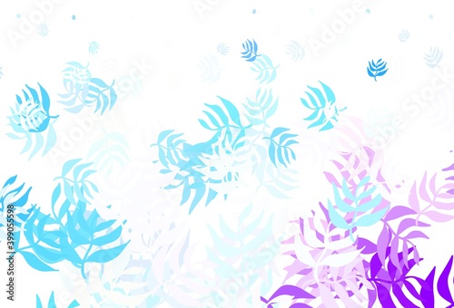 Light Pink, Blue vector abstract backdrop with leaves.
