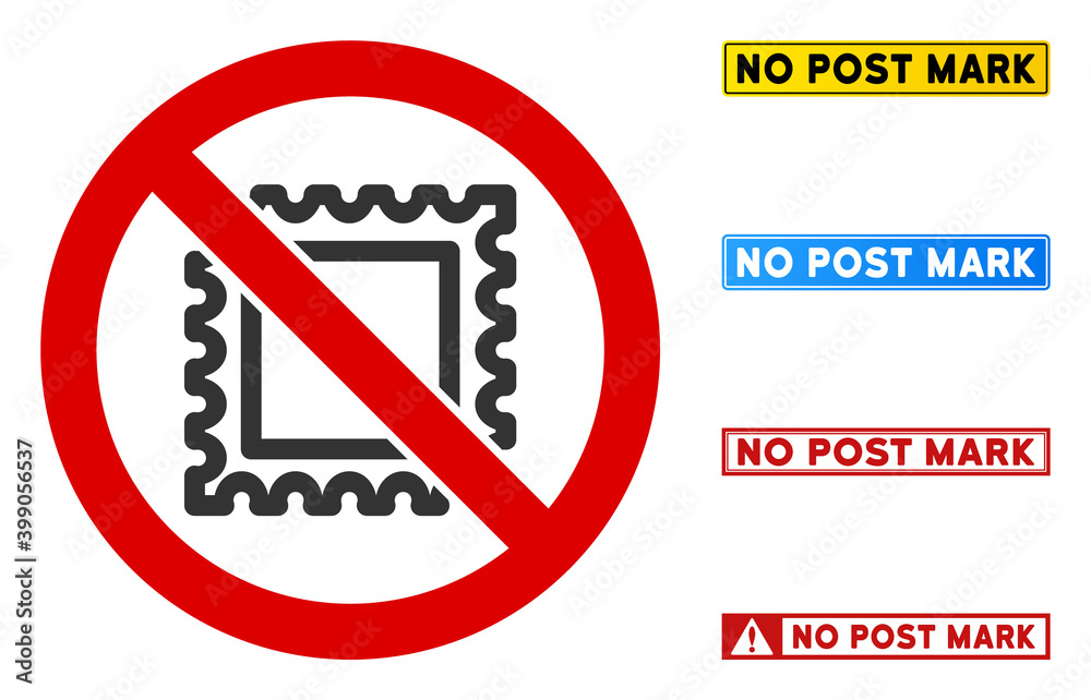 No Post Mark sign with titles in rectangle frames. Illustration style ...