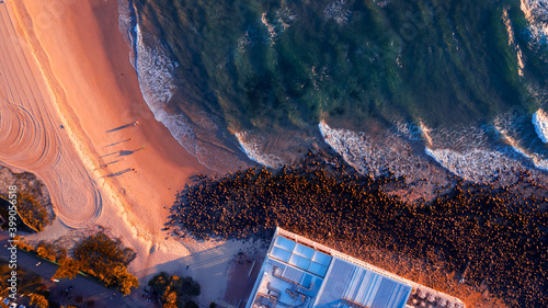 Aerial view over the beach and ocean at Burleigh Heads, Gold Coast.