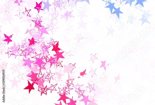 Light Blue, Red vector layout with bright stars.