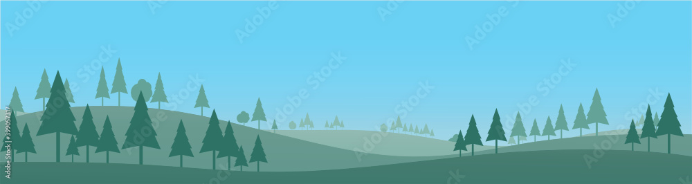 Fototapeta premium the theme of the morning landscape,panoramic view, vector illustration