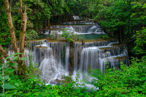 Huay Mae Khamin Waterfall, 4st floor, named Chatkeaw, located at Srinakarin Dam National Park Kanchanaburi Province, Thailand © subinpumsom
