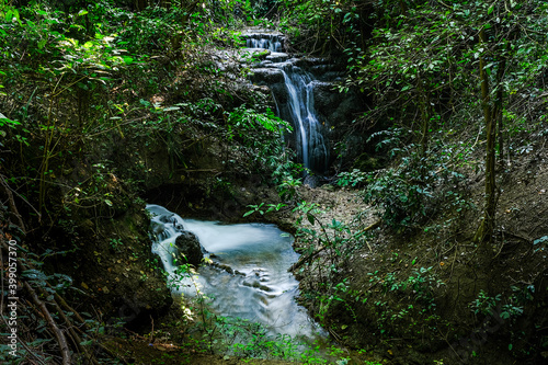 Huay Mae Khamin Waterfall, 5st floor, named Laijonlong, located at Srinakarin Dam National Park Kanchanaburi Province, Thailand photo