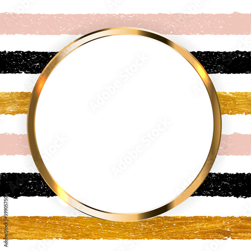 Invitation with Gold Paint Glittering Textured Art and Frame on Transparent Background Vector Ilustration EPS10. Square Template for social networks and messengers on white background