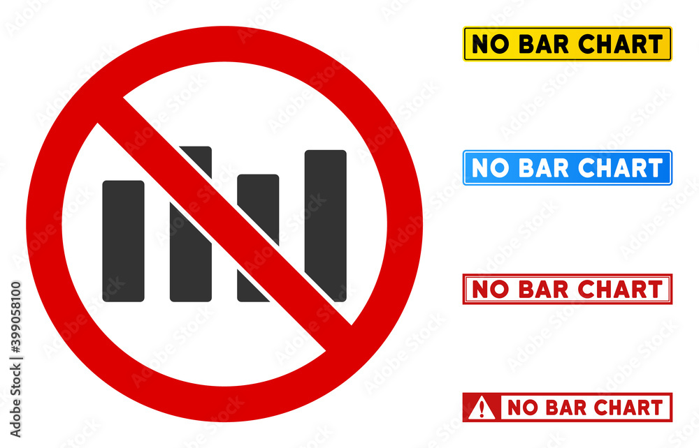 No Bar Chart sign with phrases in rectangular frames. Illustration style is a flat iconic symbol inside red crossed circle on a white background. Simple No Bar Chart vector sign, designed for rules, No Bar Chart sign with phrases in rectangular frames. Illustration style is a flat iconic symbol inside red crossed circle on a white background. Simple No Bar Chart vector sign, designed for rules,