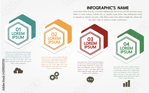 Four options heaxagon infographic template