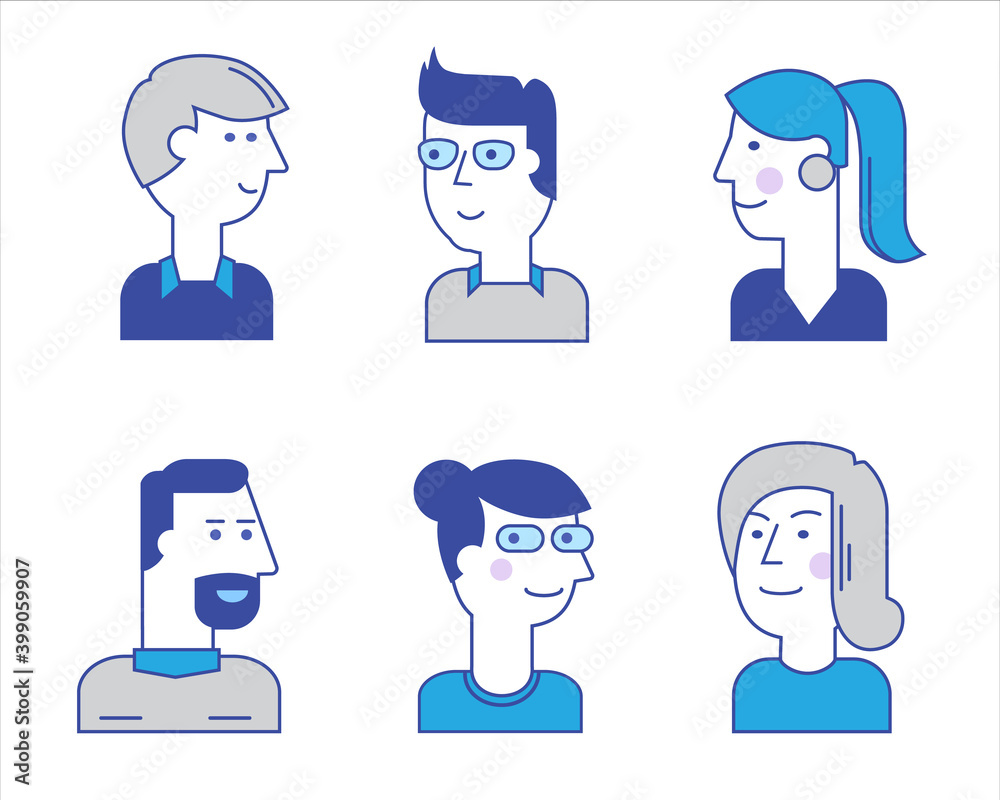 Vector set of material cartoon avatars. Characters for web Vector set of material cartoon avatars. Characters for web