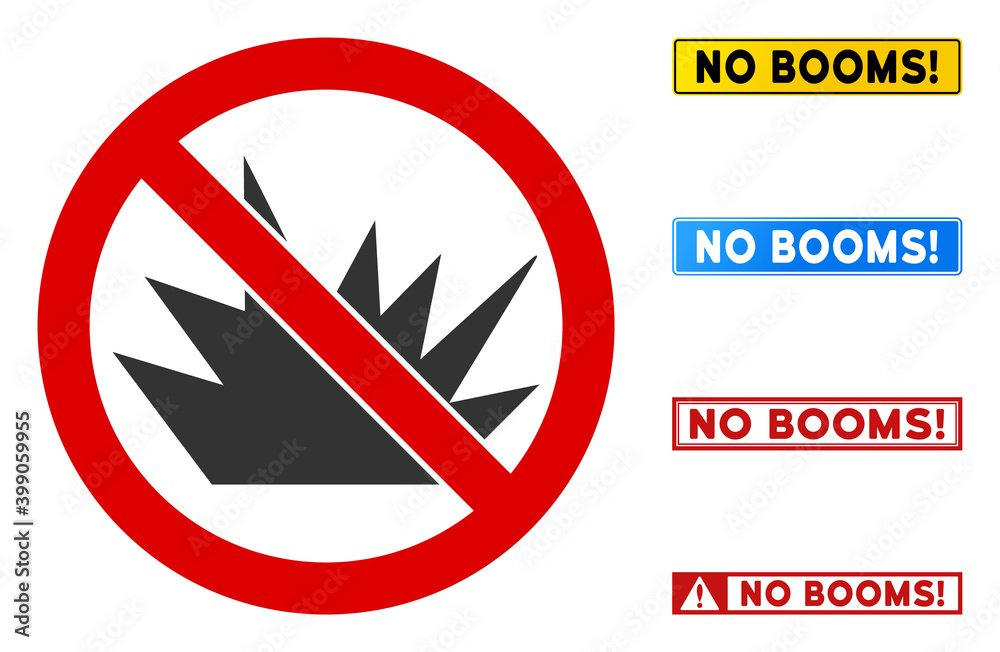 No Bang sign with captions in rectangular frames. Illustration style is a flat iconic symbol inside red crossed circle on a white background. Simple No Bang vector sign, designed for rules, No Bang sign with captions in rectangular frames. Illustration style is a flat iconic symbol inside red crossed circle on a white background. Simple No Bang vector sign, designed for rules,