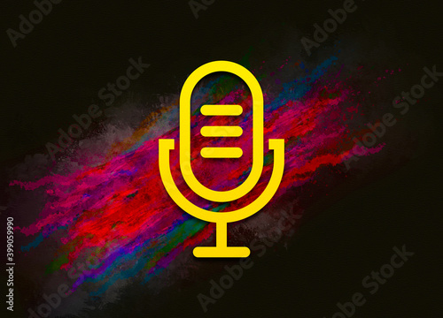 Microphone icon colorful paint abstract background brush strokes illustration design