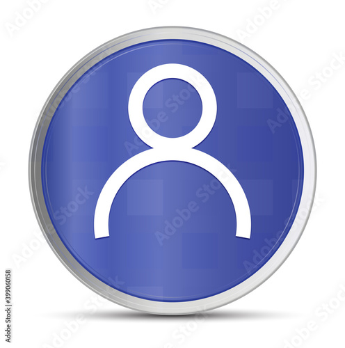 Person icon prime blue round button vector illustration design silver frame push button