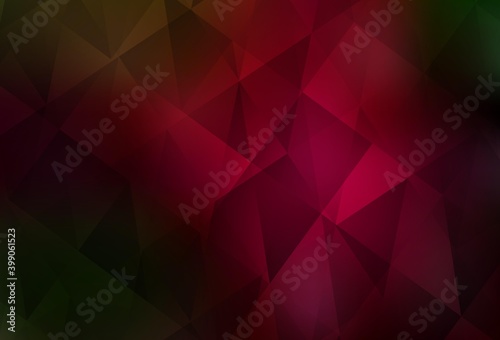 Dark Green, Red vector triangle mosaic background.