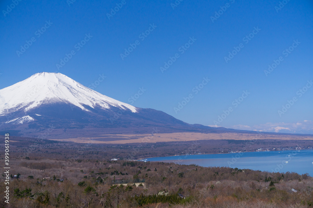 Fototapeta premium 山梨県の富士山と山中湖