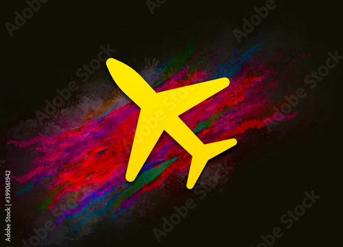 Plane icon colorful paint abstract background brush strokes illustration design