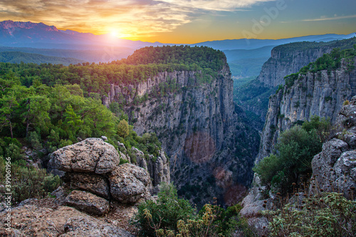 Picturesque popular Tazy canyon in southern Turkey during sunrise photo