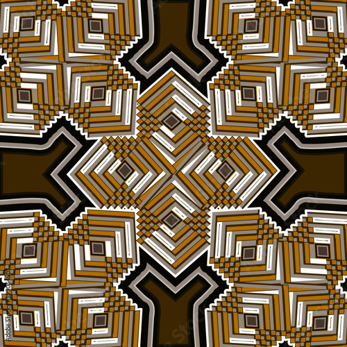 Golden color, seamless geometric pattern with lines